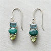 Delicate Square Oval Water Droplets Blue Green Yellow Stone Earrings Metal Silver Color Engagement Dangle Earrings - Image 4