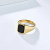 Vintage Stainless Steel Tigers Eye Balck Stone Signet Ring for Men - Image 5