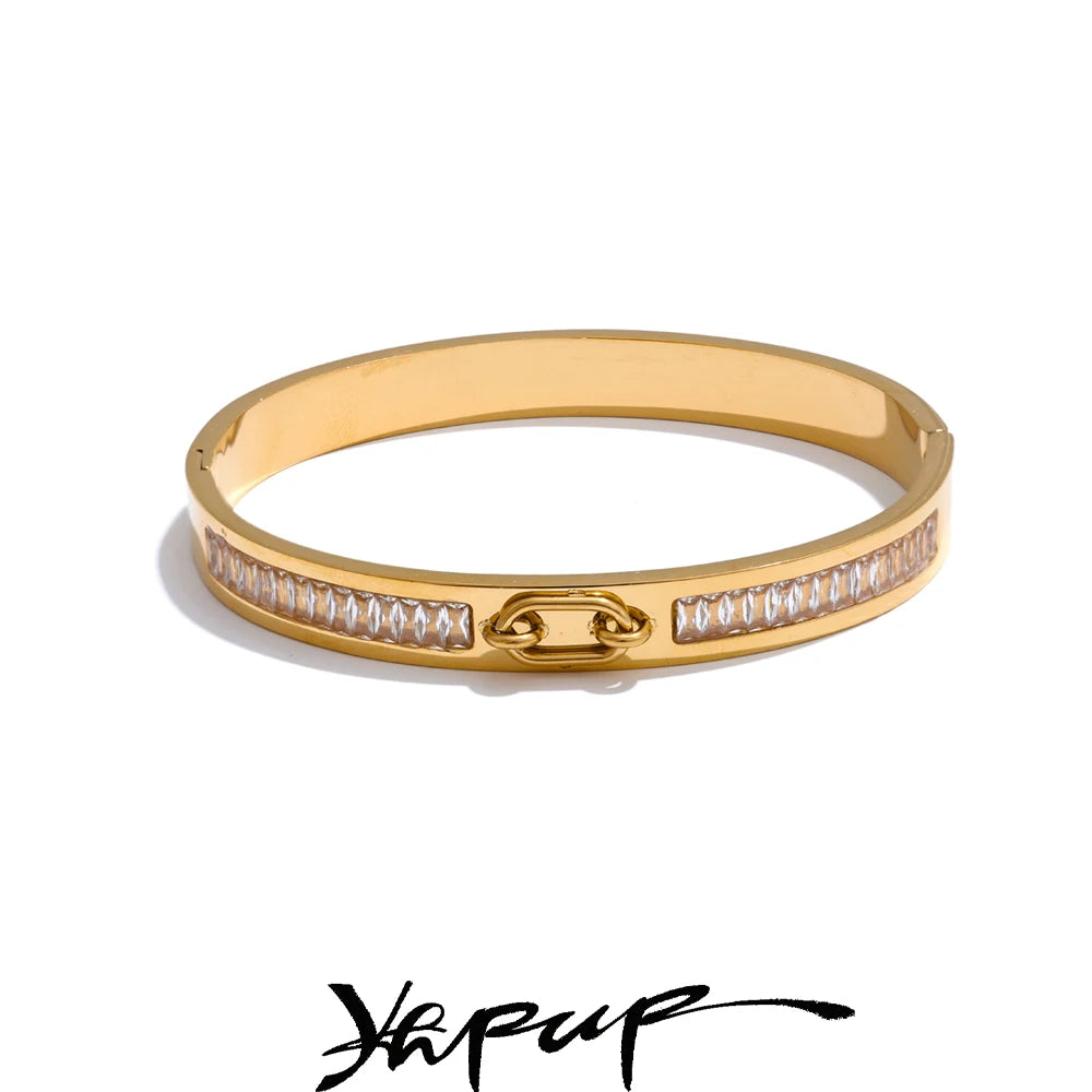 Zirconia Round Bracelet Bangle Arrivals Unique Stainless Steel Chic Charm Jewelry Gift - Image 1
