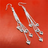 Charms Women's Silver 70MM Upper Tassel Heart Earrings For Girlfriend Wedding Jewelry Gifts Accessories - Image 2