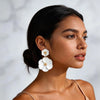 Big Flower Drop Earrings for Women Exaggerated Double Floral Dangle Earrings Statement Charm Jewelry for Wedding Party - Image 1