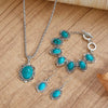 4Pcs/Set Vintage Boho Turquoise Jewelry Set Electroplating Alloy Necklace Bracelet Earrings Set Euramerican Style Classic - Image 4