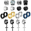 2pcs Punk Mens Strong Magnet Magnetic Ear Stud Set,Non Piercing Cross Clip-on Earrings Suitable Gifting Boyfriend Lover Jewelry - Image 1