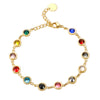 Colorful Bejeweled Bangle Popularity TS Stainless Steel Bracelets for Women 12 Birthstones Rainbow Crystal Chain Jewelry - Image 1