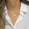 Frosted Surface Acient Sun Compass Pendant Necklace For Woman Ladies Stee Pvd Plated Coin Necklace Gold Jewelry - Image 2