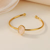 Stainless Steel Green Oval Stone Bracelet for Women Gold-plated Open Bangle Vintage Bohemian Jewelry Holiday Beach Party Gift - Image 2
