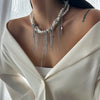 Multilayer Imitation Pearl Choker Necklace with Heart and Star Pendants - Image 2