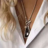 Personality Sliver Color Irregular Geometric Grey Teardrop-shaped Pendant Snake Bone Chain Necklace for Women Jewelry - Image 3