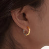 Two Tone Circle Hoop Earring for Women, Hammered Stainless Steel Women's Mini Huggie Earrings, Gold Plated Small Hoops - Image 6