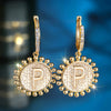 A-Z 26 Letter Round Hoop Earrings Yellow Gold Color White Zircon Wedding Jewelry For Women - Image 20