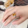 Yellow Cubic Zirconia Ring with Geometric Bezel and Multiple Sizes - Image 14