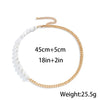 Freshwater Pearls/Plastic Pearl Stainless Steel Chain Plicing Necklace Hip Hop Charms Jewelry Adjustable - Image 6