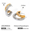 Two Tone Silver Color Gold Color Tone Oval Hoops Layered Triple Huggy Huggie Hoops Small Stud Mixed Metal Minimal Busines - Image 11