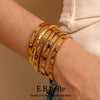 Stainless Steel Gold Plated Cuff Bangles For Women Minimalist Jewelry Crystal Star Bracelet - Image 1
