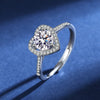 Heart Ring Set with Diamonds Open Ring Women's Silver Adjustable Wedding Ring Jewelry - Image 3