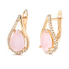 Hot Pink Zircon Water Drop Earrings For Women Rose Gold Color Bride Daily Jewelry - Image 6