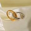 Cast Textured Stainless Steel Open Ring Minimalist Statement Charm Jewelry Women - Image 2