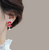Chinese Style Good Luck Red Fan Earrings For Women Folding Fan Pearl Asymmetric Tassel Earring Girls Christmas Year Jewelry - Image 4