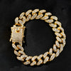 HipHop Men Women 13MM Prong Cuban Link Chain Bracelet Bling Iced Out 2 Row Rhinestone Paved Miami Rhombus Cuban Chain Jewelry - Image 5