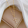 Simple Cross Cubic Zirconia Copper Pendant Women's Versatile Golden Stainless Steel Bamboo Chain Jewelry Gift - Image 17