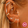 1pc Silver Shimmering Clear CZ Zircon Ear Cuff With Chain Tassel Stud For Women Gift Cartilage Clip Earrings - Image 1