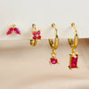 4PCS Green Crystal Zircon Stainless Steel Hoop Earrings Set For Women Daily Versatile Square Earring Piercing Jewelry - Image 3