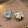 Sweet Design Spring/Summer Blue Pink Enamel Flower Light High End Earrings Party Gifts for Women Jewelry - Image 2