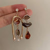Vintage Maillard Coffee Tone Clip on Earrings for Non Pierced Retro Style Brown Resin Tiger Eye Stone Artistic Women Ears Clips - Image 7