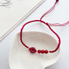 Lovely Stone Cinnabar Wine Red Peace Buckle Beaded Hand Woven Foot Accessories Foot Rope Anklet for Women - Image 5