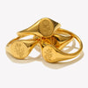 Stainless Steel Gold Plated Engraving Wildflower Tea Leaf Lavender Sunflower Signet Rings For Women - Image 2