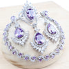 Silver Red Zircon Bridal Jewelry Sets Wedding Stones Bracelets Earrings Rings Pendant Necklace Set For Women - Image 9