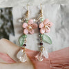 Spring Pink Flower Dangle Earrings for Women, Fairy Charms Floral Leaf Earrings Summer Holiday Pendants Earrings Jewelry Gifts - Image 5