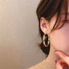 Female Big White Round Hoop Earrings Gold Color Color Wedding Earrings Double Zircon Stone Earrings For Women - Image 2