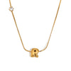 Zircon Bubble 26 Letters Necklace Stacked Jewelry Gold Plated Stainless Steel For Women Charm - Image 14