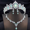 Bridal 3 Pcs Wedding Crown Jewelry Sets Tiaras and Necklace Earrings Set Party Prom Bride Dress Costume Accessories - Image 2