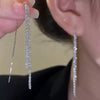 Classic Long Tassels Shiny Silver Color Drop Dangle Earrings for Women Wedding Bride Korea Earring Jewelry Gifts - Image 1