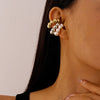 Non-Piercing C-Shaped Clip Earrings with Rounded Bead Accents - Image 3