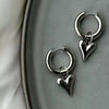 Punk Peach Heart Pendant Earrings for Women Silver Color Simple Geometric Circular Ear Buckle Jewelry Gift - Image 1