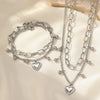 Stainless Steel Set Elegant Heart Beads String Chain Double Layered Necklace Bracelet Set For Women Jewelry Everyday wear - Image 6