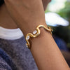 Classic Big Oval Zircon Cuff Bracelet For Women Gold Plated Stainless Steel Wave Bangle Simple Jewelry Gift - Image 3