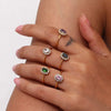 Oval Floral Shape Cubic Zirconia Green Black Clear Stone Rings For Party Adjustable Stainless Steel Rings For Women - Image 4