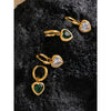 Sweet Heart Drop Stainless Steel Cubic Zirconia Hoop Earrings for Women Gold Color Plated Jewelry - Image 3
