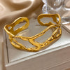 Irregular Hollow Geometric Cuff Bangle Bracelets for Women Hammered Gold Plated Stainless Steel Wrist Bangle Jewelry Gift - Image 5