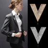 Three Rows Rhinestone V Shape Brooches Women Suit Clothing Accessories Alloy Letter Pin Birthday Gift - Image 1