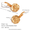 Embossment Square Fire Sun Charm Pendant Drop Hoop Earrings Vintage Small Golden Hook Earrings For Women - Image 7