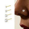 Silver Shiny Star/Heart Zircon Heart Shaped Flat Back Piercing Earring for Women Internal Thread Party Gifts - Image 2