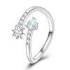 Silver Open Rings For Woman Iris Flower Cherry Feather Dog Horse Adjustable Cocktail Rings Party Jewelry - Image 23
