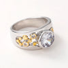 Newly Designed Lady's Finger Ring Hollow Out Wide Band Two Tone Rings Hip Hop Cool Accessories Women Jewelry - Image 3