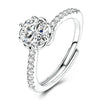 Clover Adjustable Ring Silver Rotating Cherry Blossom Flower Open Rings For Women Wedding Jewelry Gift - Image 41
