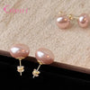 Elegant Pink Glossy Pearl Stud Earrings For Women Silver Earrings Wedding Party Geometric Jewelry Gift - Image 2